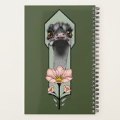 Autruche Rose Fleurs Vert Olive Art Déco (Dos)