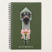Autruche Rose Fleurs Vert Olive Art Déco (Devant)