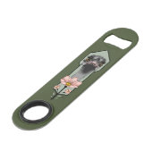 Autruche Rose Fleurs Vert Olive Art Déco (Devant angulaire)