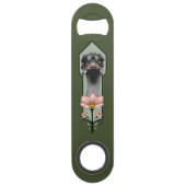 Autruche Rose Fleurs Vert Olive Art Déco (Dos)
