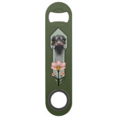 Autruche Rose Fleurs Vert Olive Art Déco (Devant)