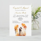 Autum bride and groom silhouette kaart (Staand voorkant)