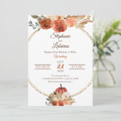Autum Floral Pumpkin Wedding Kaart (Staand voorkant)