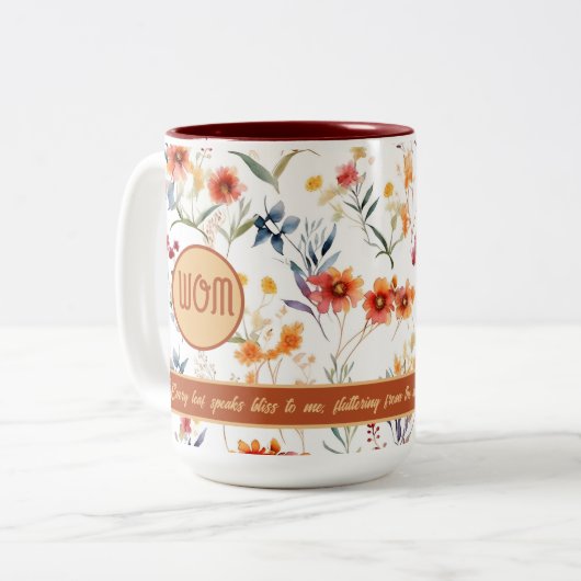 Autum Garden Floral Design Two Tone Coffee Mok (Voorkant links)
