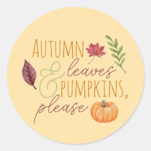 Autum Leave & Pumpkins, alstublieft Herfst Sticker