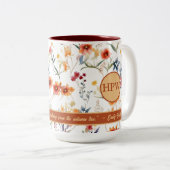 Autum Monogram Floral Classic Font Coffee Mug (Devant droit)
