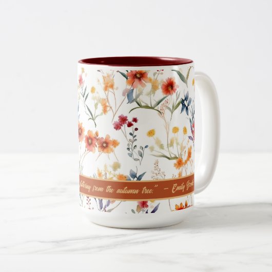 Autum Monogram Floral Design Two Tone Coffee Mok (Voorkant rechts)