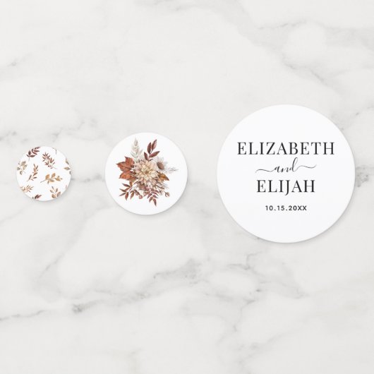 Autum terracotta bloemen Trouwtafel Confetti (Voorkanten)