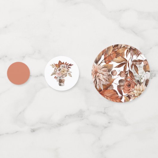 Autum terracotta bloemen Trouwtafel Confetti (Achterkanten)