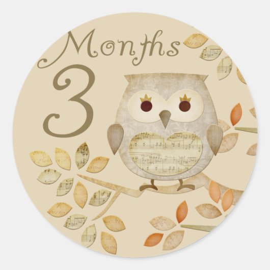 Autum Uil 3 maanden Sticker (Voorkant)