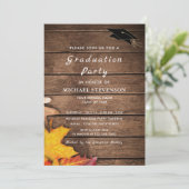 Autum verlaat houten Afstuderen uitnodiging Sjablo (Staand voorkant)