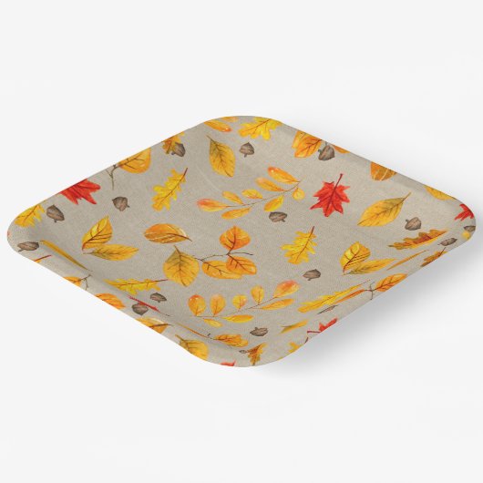 Autumn Acorns en Leaves Papieren Bordje (Gebogen)