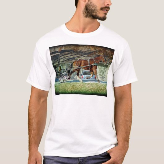 Autumn Amish Buggy Horse T-shirt (Voorkant)