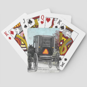 Autumn Amish Buggy Pokerkaarten