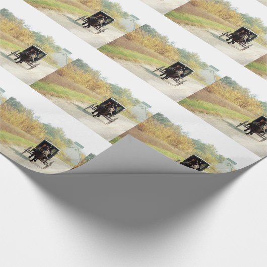 Autumn Amish Horse and Buggy Cadeaupapier (Hoek)