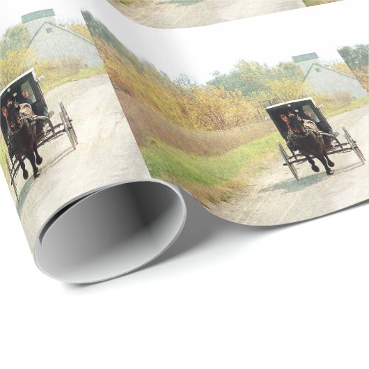 Autumn Amish Horse and Buggy Cadeaupapier (Rol Hoek)