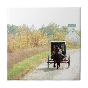 Autumn Amish Horse and Buggy Tegeltje