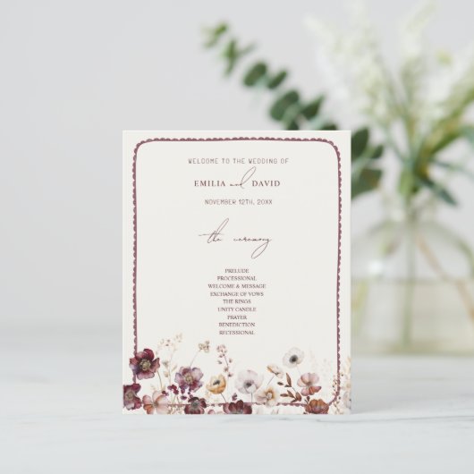 Autumn Anemone Hand getekend geschulpte bruiloft (Staand voorkant)