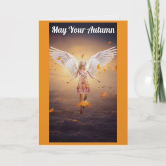 Autumn Angel With Leaves Greeting Card Kaart
