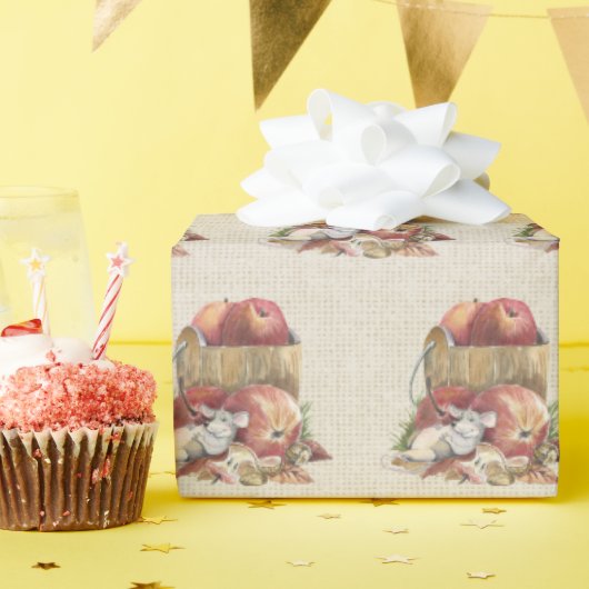 Autumn Apples and Mice Cadeaupapier (Verjaardagsfeest)