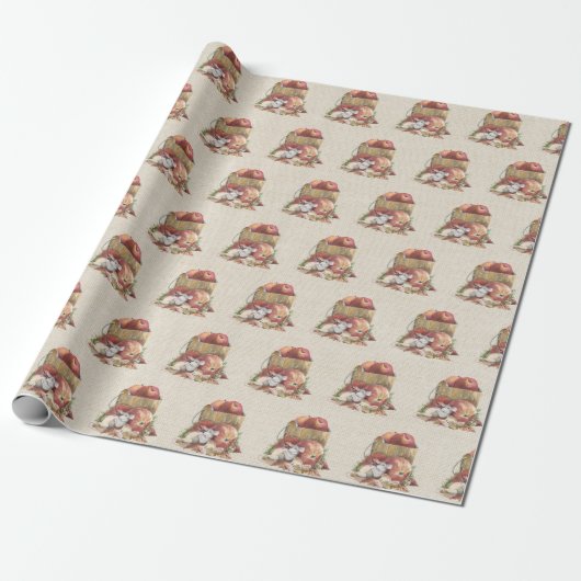 Autumn Apples and Mice Cadeaupapier (Uitgerold)