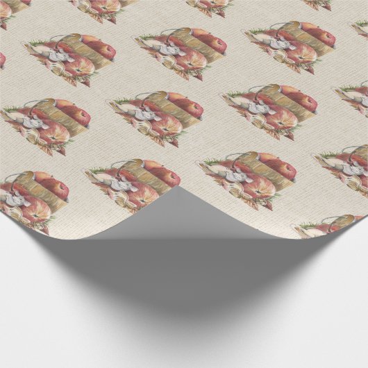 Autumn Apples and Mice Cadeaupapier (Hoek)