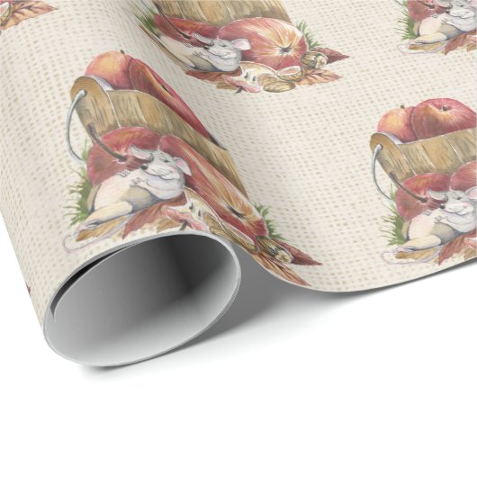 Autumn Apples and Mice Cadeaupapier (Rol Hoek)