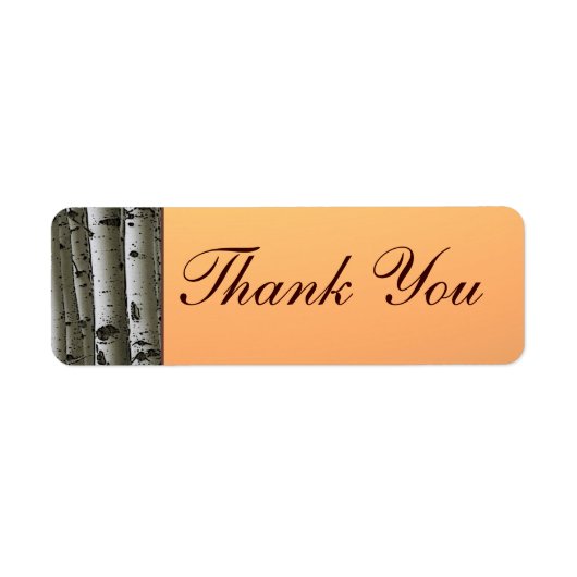 Autumn aspen tree rustic dank u labels (Voorkant)