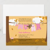 Autumn Baby Clothesline Pink Girl 5x7 Baby shower Kaart (Voorkant / Achterkant)