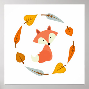 Autumn Baby Fox Poster