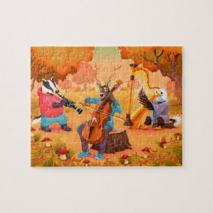 Autumn Badger Deer Eagle Fall Music Thanksgiving Legpuzzel