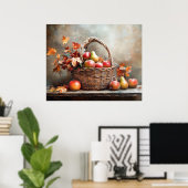 Autumn Basket of Fruits Poster (Thuiskantoor)