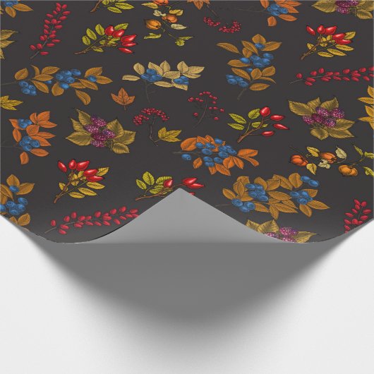 Autumn bessen op chocoladebruin 2 cadeaupapier (Hoek)