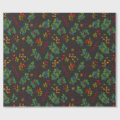 Autumn bessen op chocoladebruin cadeaupapier (Vlak)