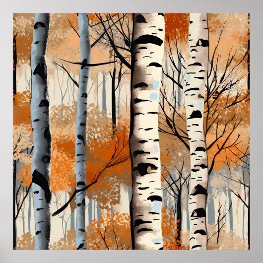 Autumn Birch Trees Poster (Voorkant)