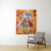 Autumn Bird Feeder Gathering Wandkleed (In situ)