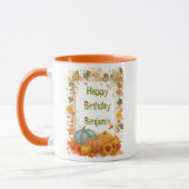 Autumn Birthday Mug Personalized Fall Pumpkins (Gauche)