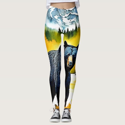 Autumn Black Beer River Design Leggings (Voorkant)