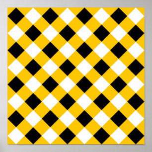 Autumn Black Yellow and White Plays Pattern Poster