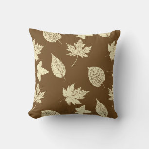 Autumn bladeren - beige en chocolade kussen