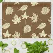 Autumn bladeren - beige en chocoladebruin theedoek (Gevouwen)