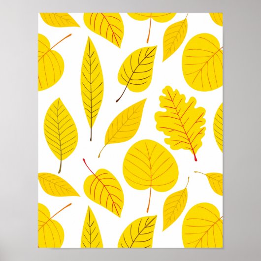 Autumn bladeren in geel poster (Voorkant)