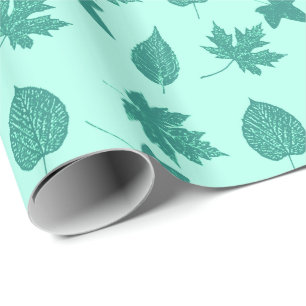 Autumn bladeren - turquoise en aqua cadeaupapier