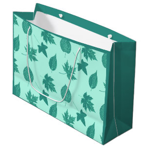 Autumn bladeren - turquoise en aqua large cadeauzakje