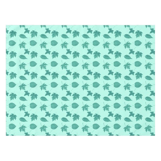 Autumn bladeren - turquoise en aqua tafelkleed (Voorkant (Horizontaal))