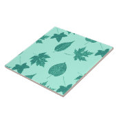 Autumn bladeren - turquoise en aqua tegeltje (Zijkant)