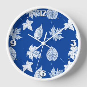 Autumn-bladeren - wit en kobalblauw