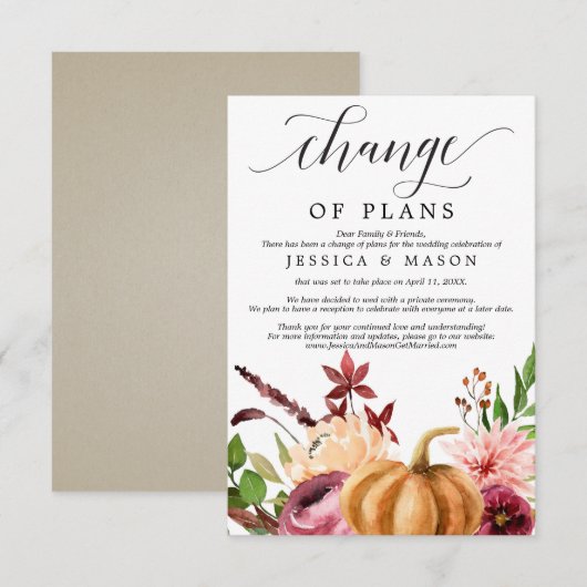 Autumn Bliss bruiloft uitgesteld Kaart (Voorkant / Achterkant)
