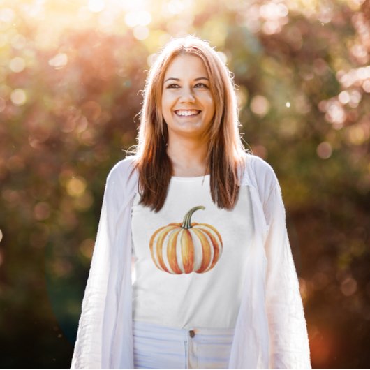 Autumn Bliss Waterverf Pompoen T-shirt