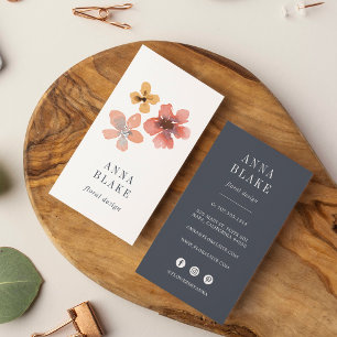 Autumn Blossom   Waterverf — Floral — Verticaal Visitekaartje